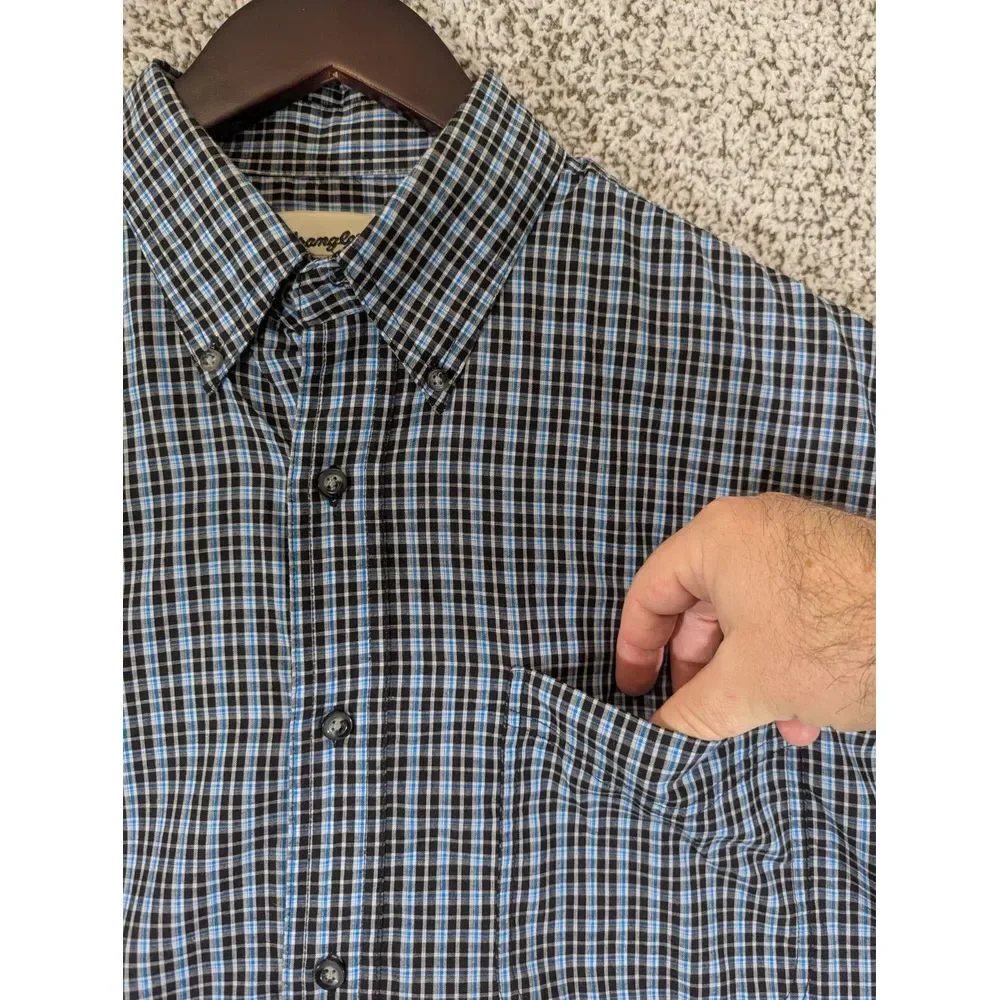 Wrangler Riata Western Button Down Long Sleeve Men's Large Gingham‎ Check
